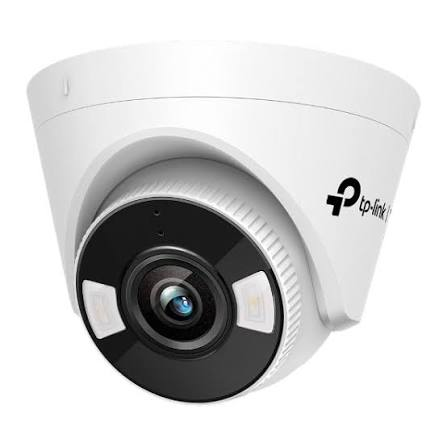 White dome security camera with black lens face